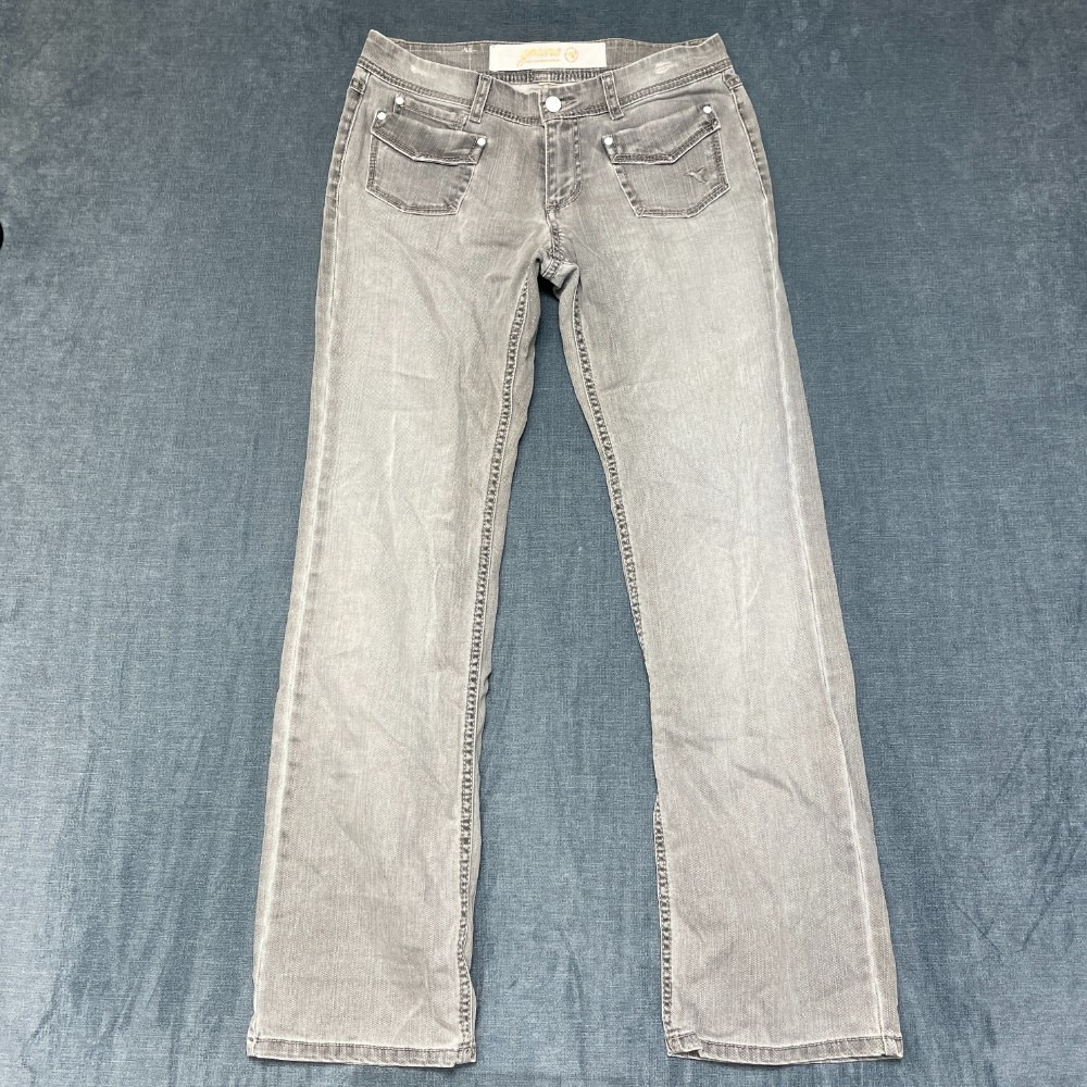 Grane Jeans Womens 9 Junior Gray Denim Cotton Stretch Flap Pocket Straight Leg